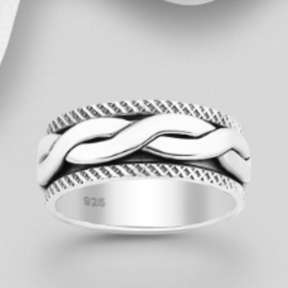 Sterling Silver Oxidized Spin Band Ring